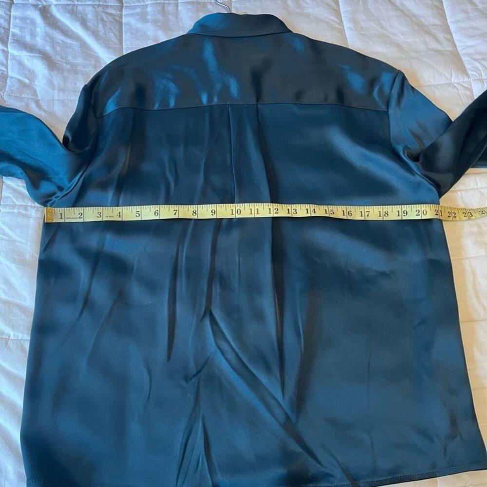 SOLD Aritzia Babaton Sable Herbage Green Satin Long Sleeve Button-down Shirt S - Picture 12 of 15